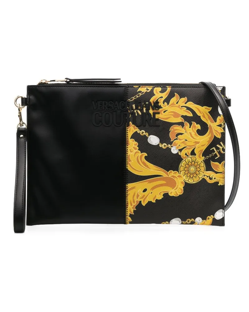 Versace Jeans Clutch mit Barocco-Print - Schwarz Schwarz