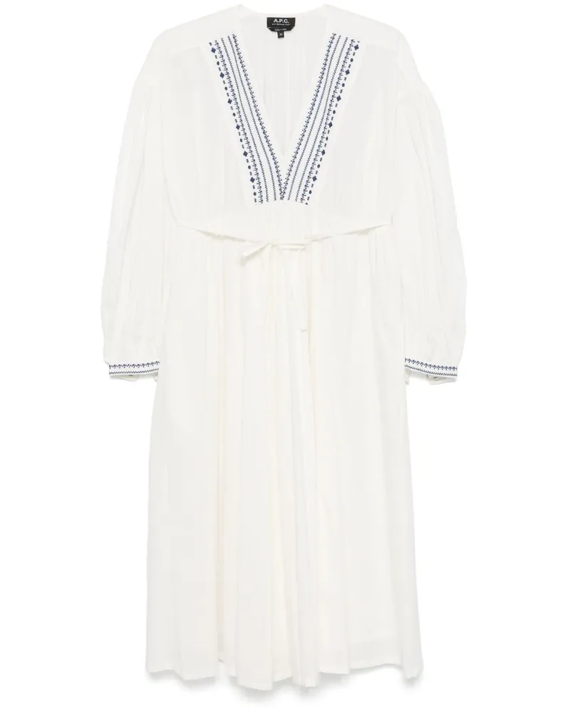 A.P.C. Anni Midikleid - Weiß Weiß