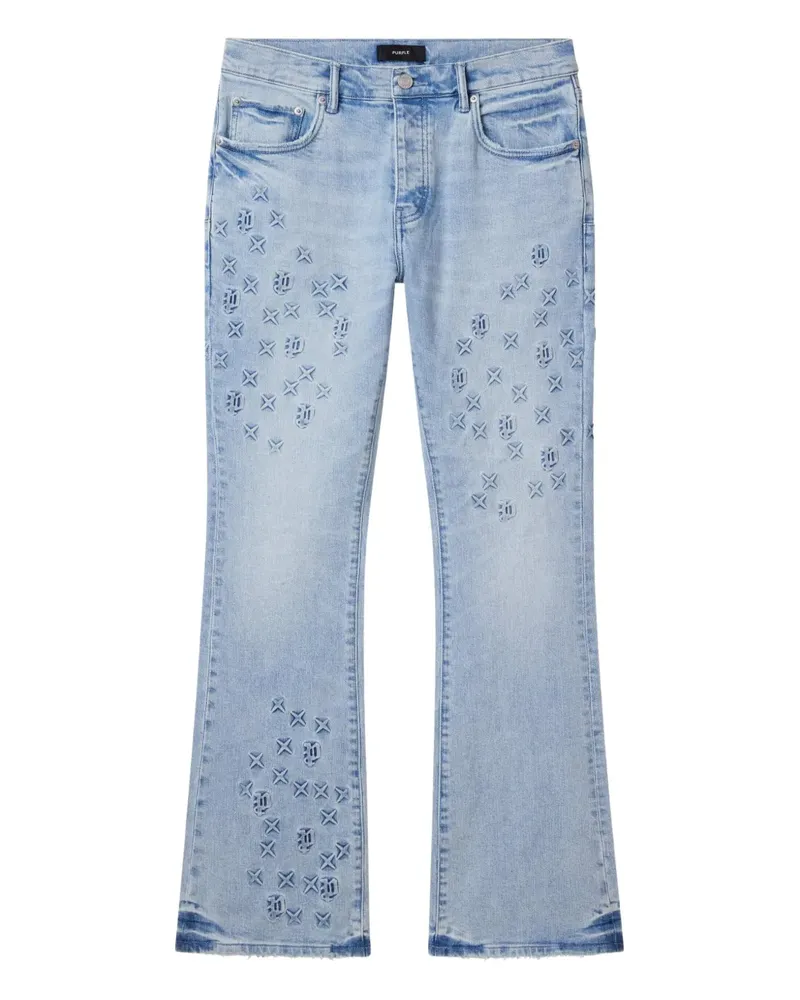 PURPLE BRAND Schlagjeans mit Monogramm-Prägung - Blau Blau