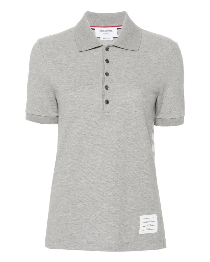 Thom Browne Gestreiftes Poloshirt mit Logo-Patch - Grau Grau