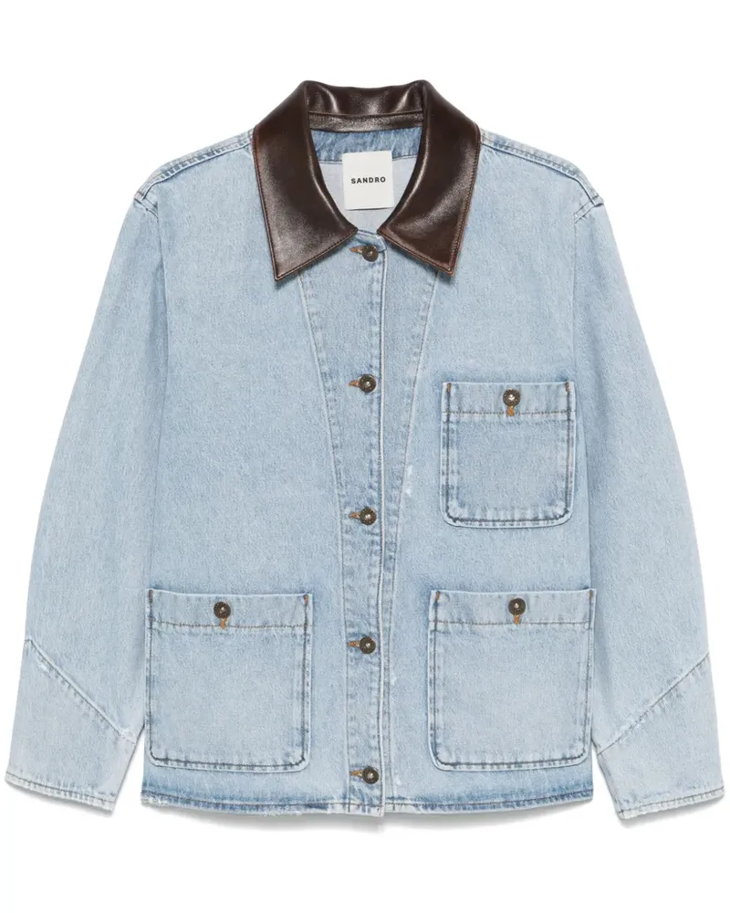 Sandro Jeansjacke mit Kontrastkragen - Blau Blau