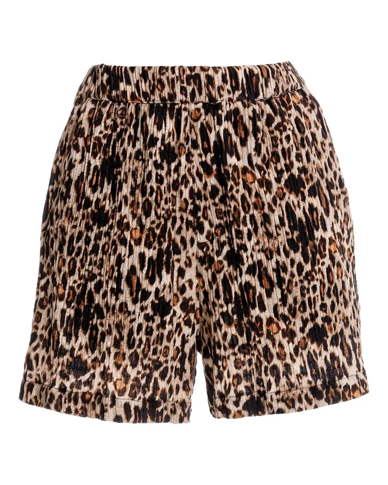 AGUA BENDITA Watts Quilt Shorts mit Leoparden-Print - Braun Braun