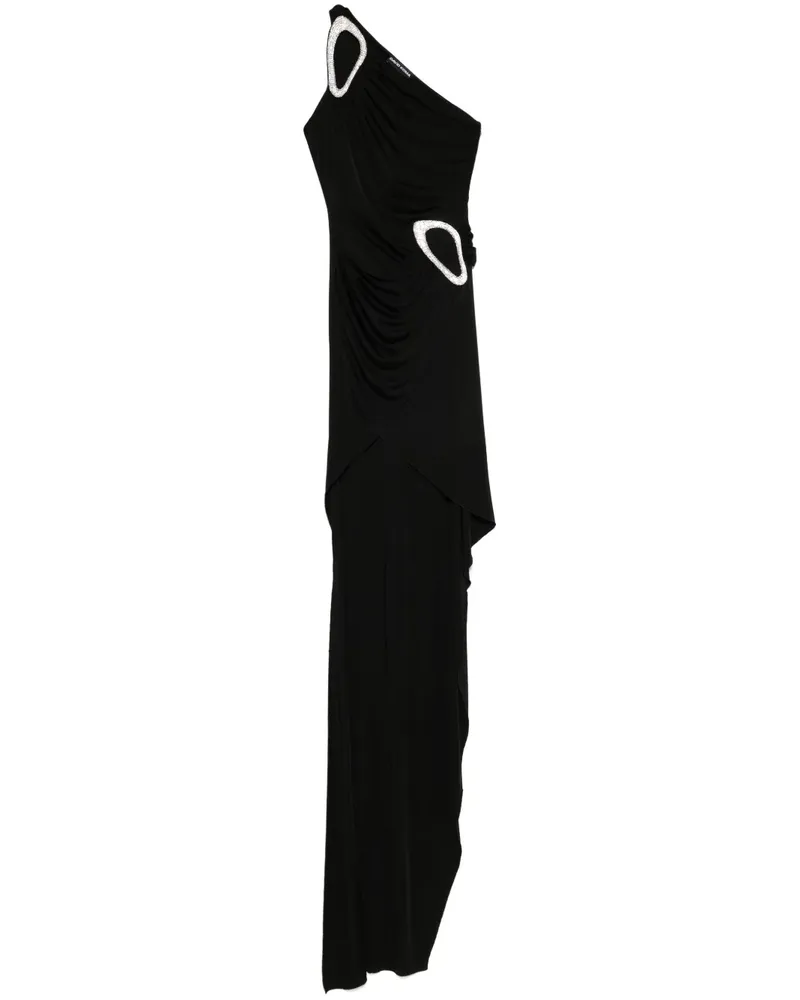 David Koma Asymmetrisches Abendkleid mit Kristallschnalle - Schwarz Schwarz