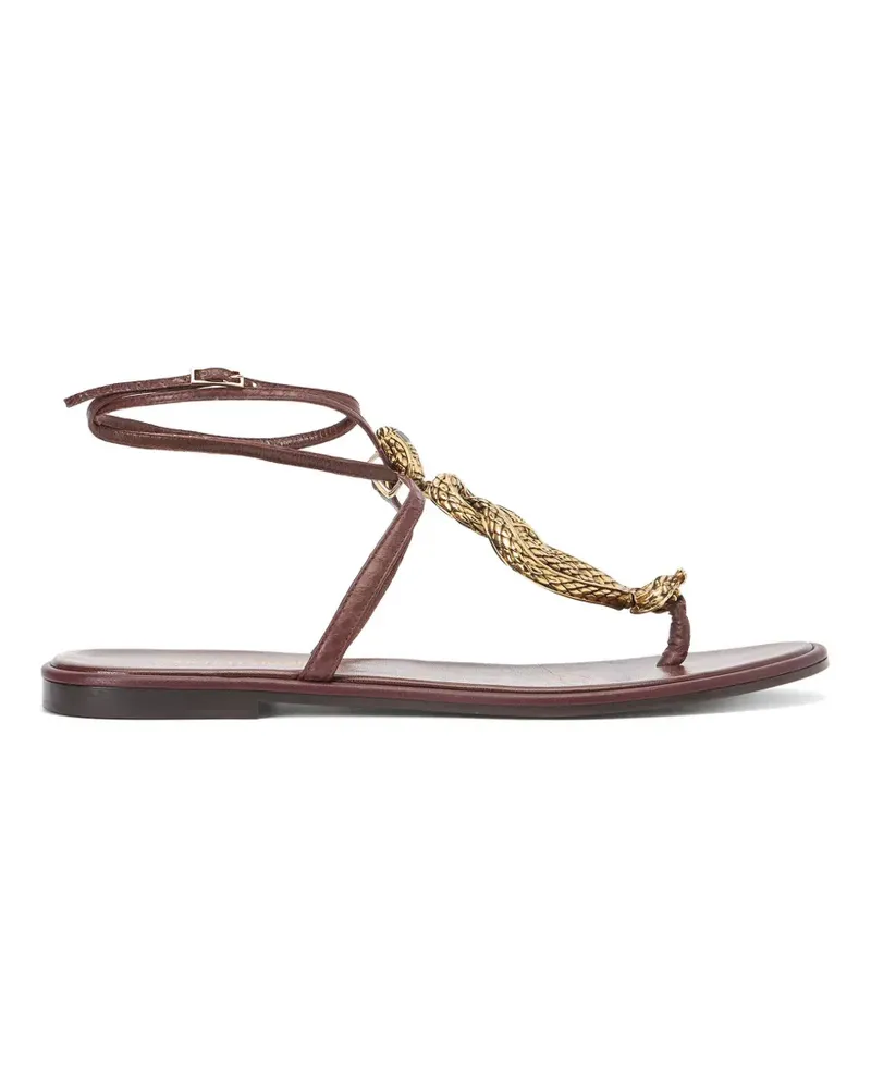 Roberto Cavalli snake-motif flat sandals - Braun Braun