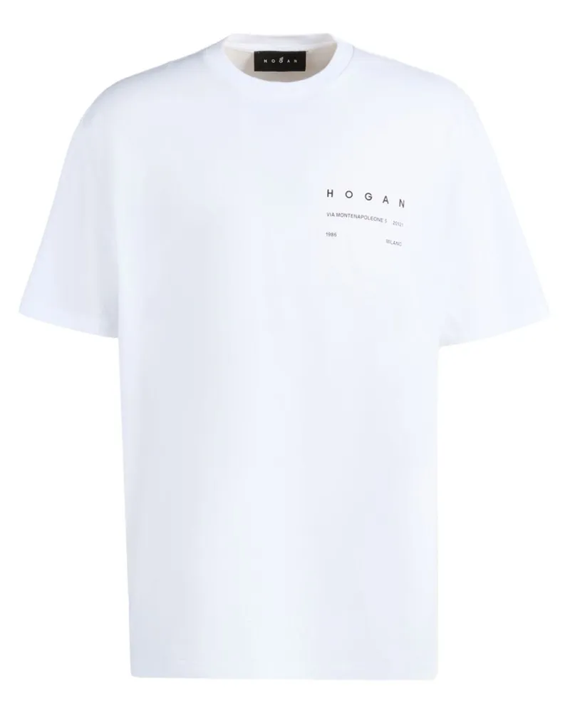 Hogan T-Shirt mit Logo-Print - Weiß Weiß
