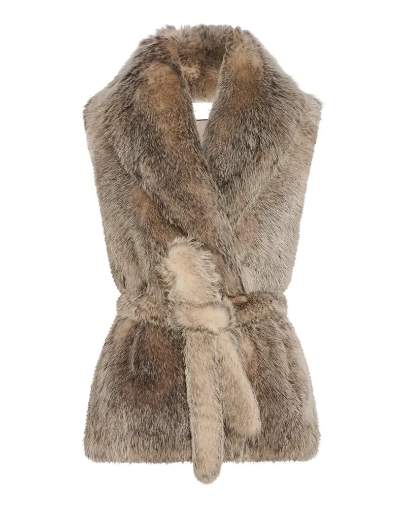 Yves Salomon Shearling-Weste mit Gürtel - Braun Braun