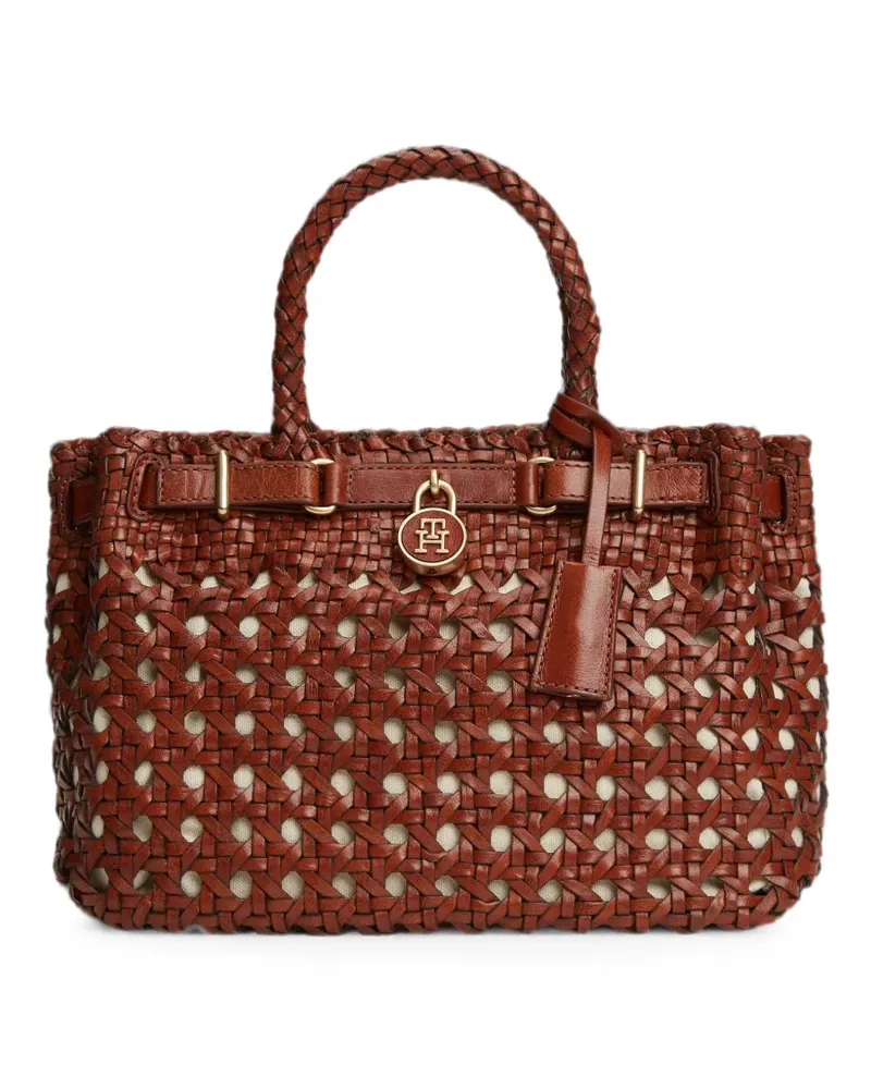 Tommy Hilfiger American Icon leather tote bag - Braun Braun