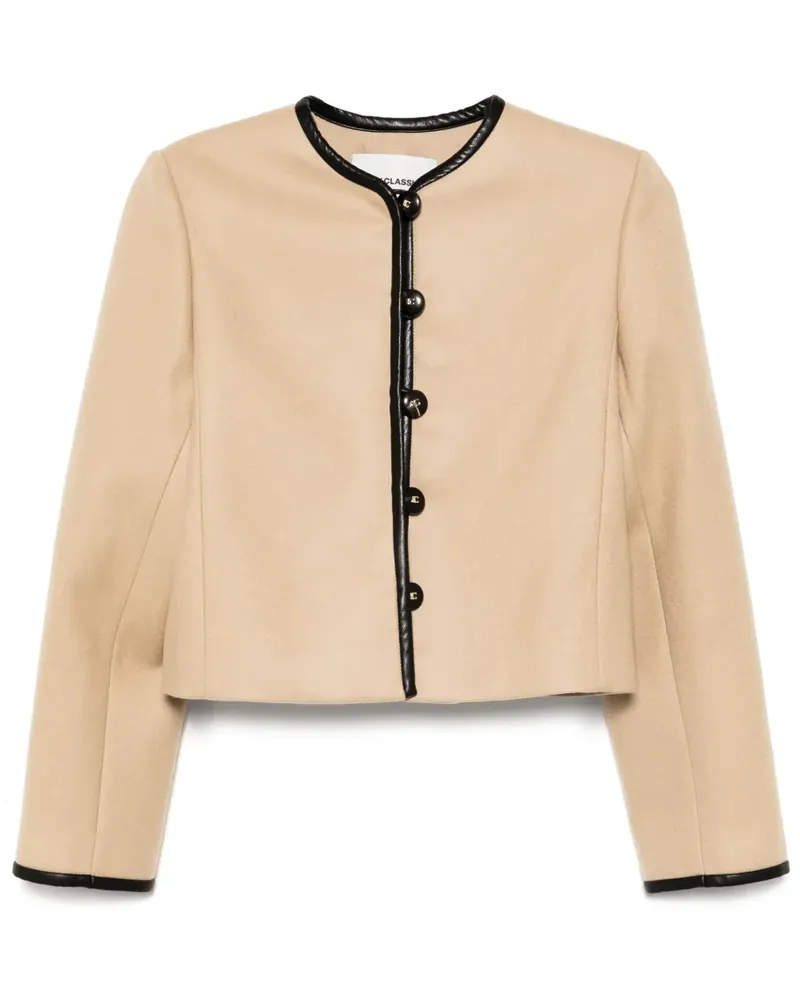 LOW CLASSIC Kurze Jacke mit rundem Ausschnitt - Nude Nude