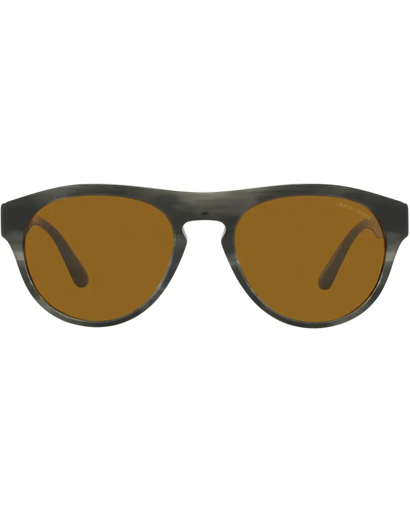 Giorgio Armani Sonnenbrille mit rundem Gestell - Grau Grau