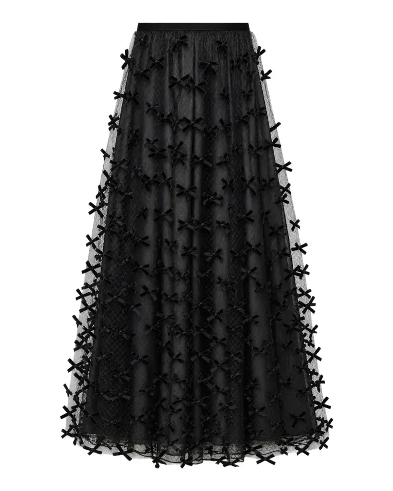 Emporio Armani Langer Mesh-Rock mit durchgehenden Samtschleifen - Schwarz Schwarz