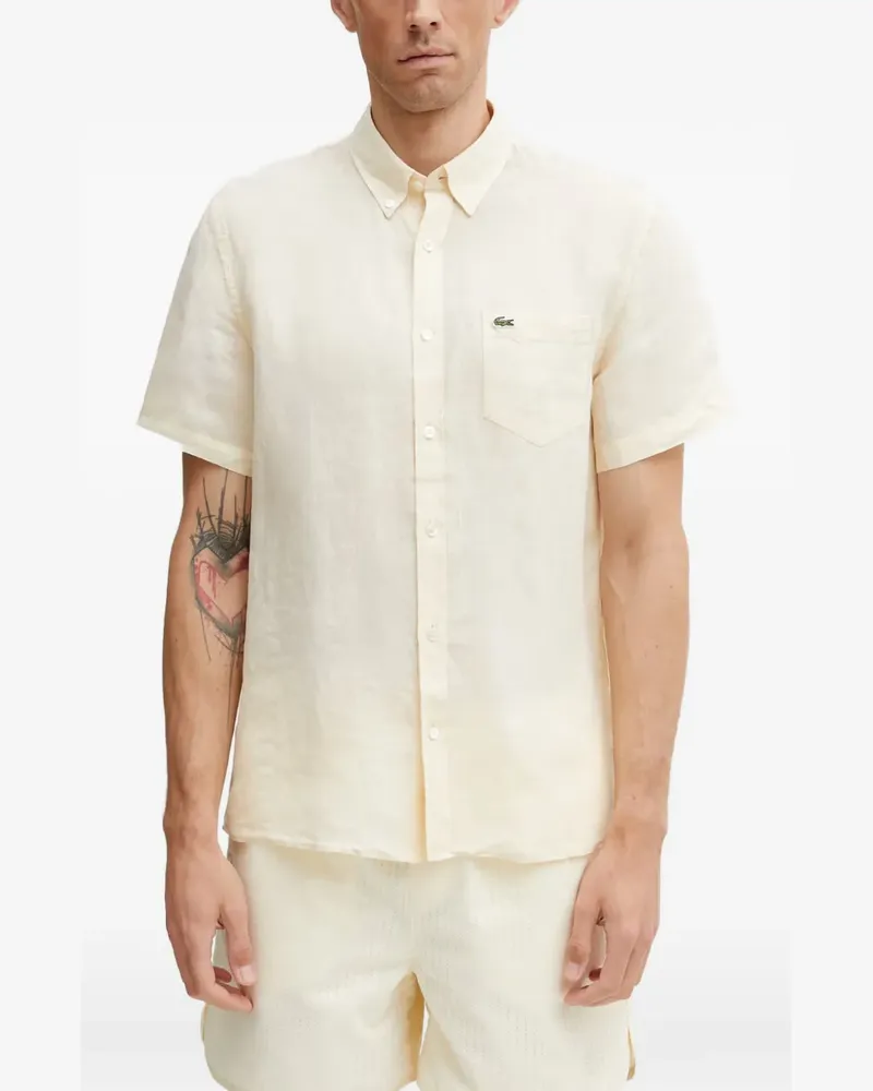 Lacoste logo-patch short-sleeve shirt - Nude Nude