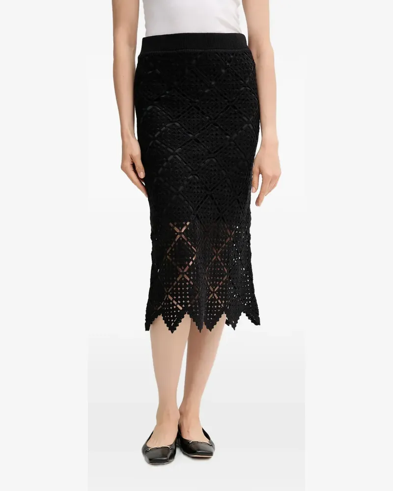 DKNY elasticated-waistband mid skirt - Schwarz Schwarz