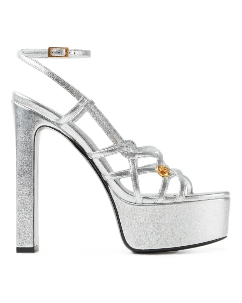 Versace Valentina Plateau-Sandalen im Metallic-Look 140mm - Silber Silber
