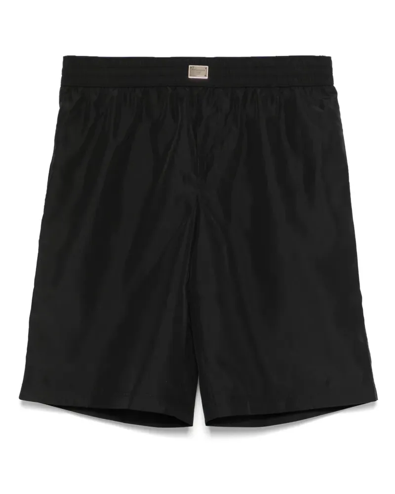 Dolce & Gabbana Badeshorts mit Logo-Schild - Schwarz Schwarz