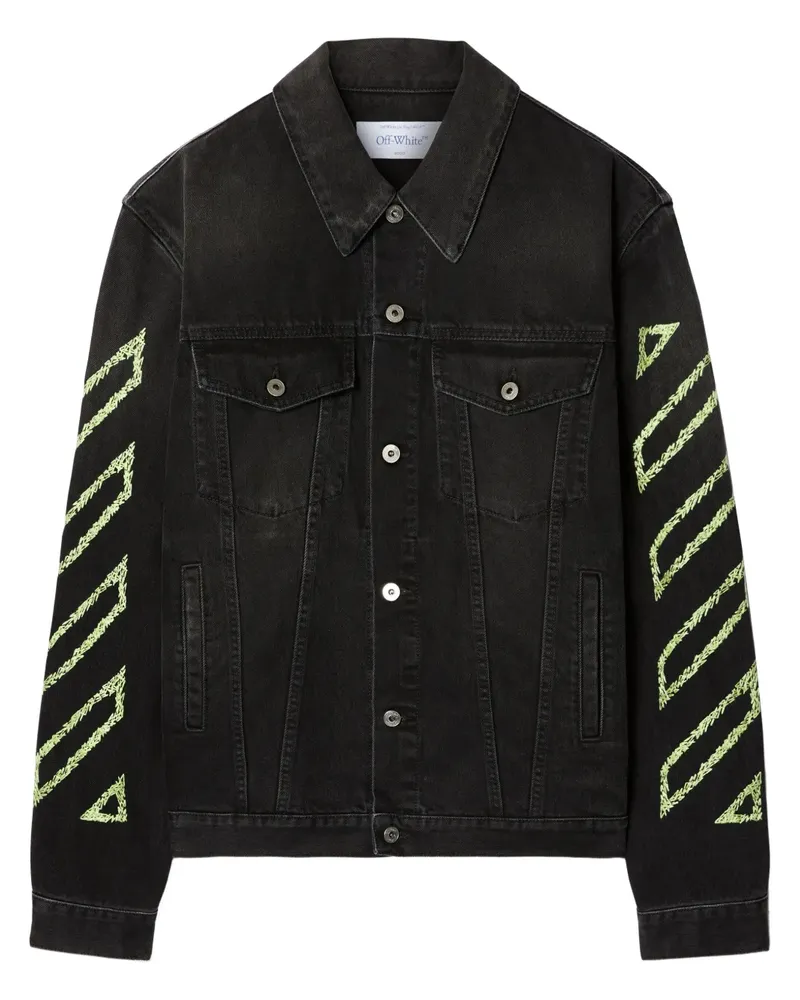 OFF-WHITE Arrow Outline Jeansjacke - Schwarz Schwarz