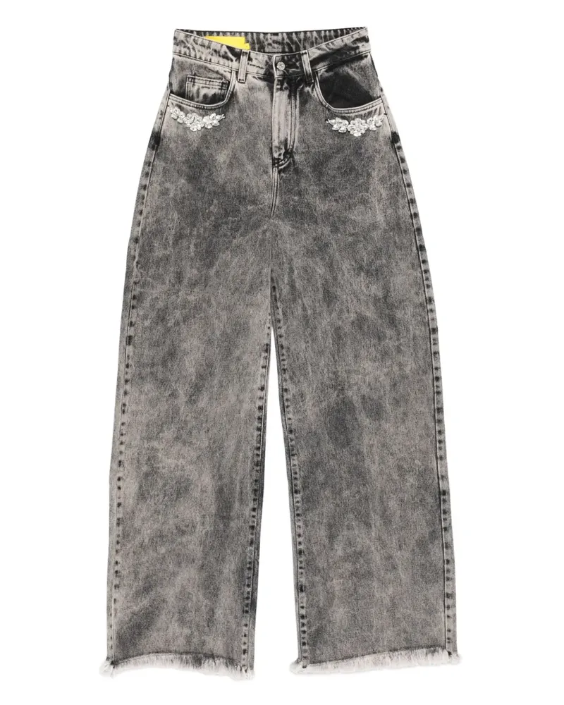 Marques ' Almeida Ausgefranste Jeans mit Blumenapplikation - Grau Grau