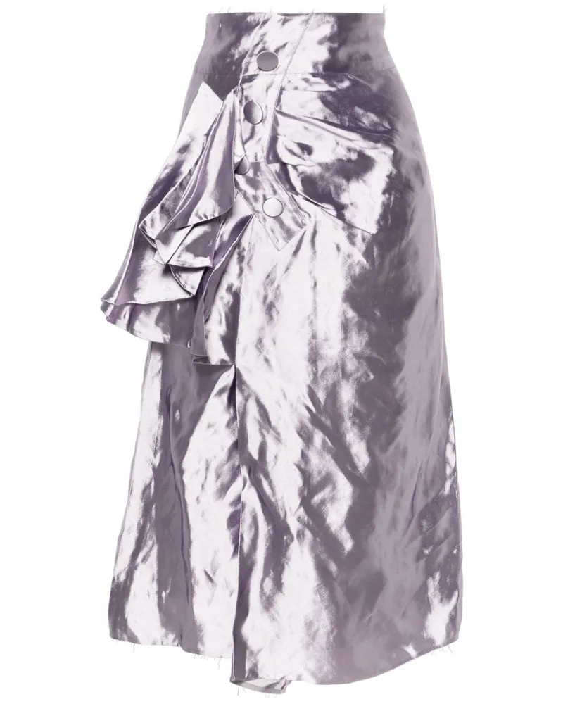 Maison Margiela Satin-Midirock mit drapiertem Detail - Violett Violett