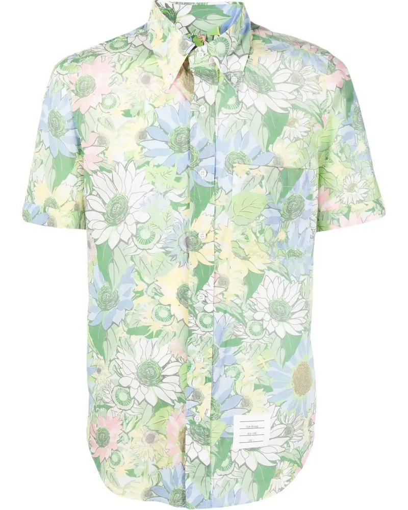 Thom Browne Hemd mit Blumen-Print - Grün Grün
