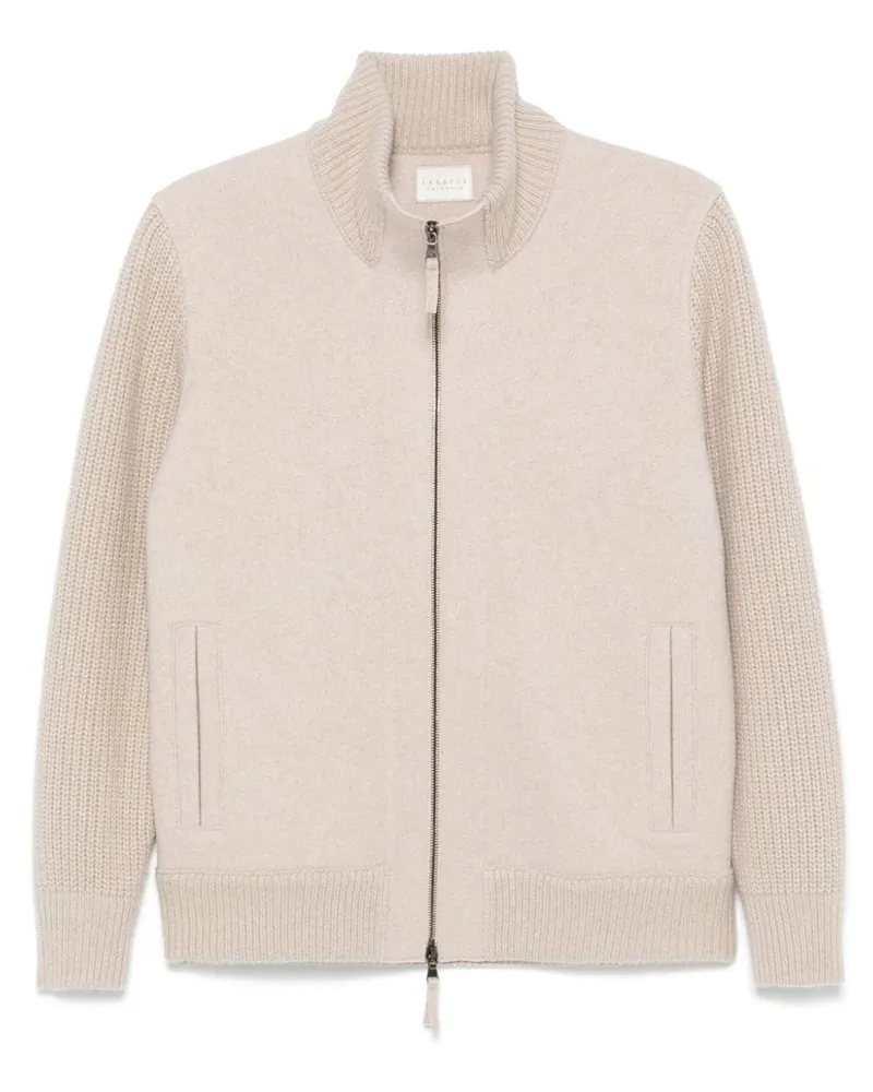 Lunaria Cashmere Jacke mit Kontrasteinsätzen - Nude Nude