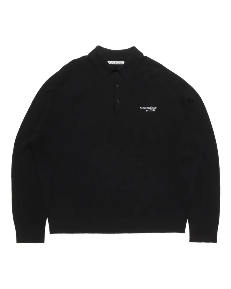 Acne Studios logo-embroidered polo shirt - Schwarz Schwarz
