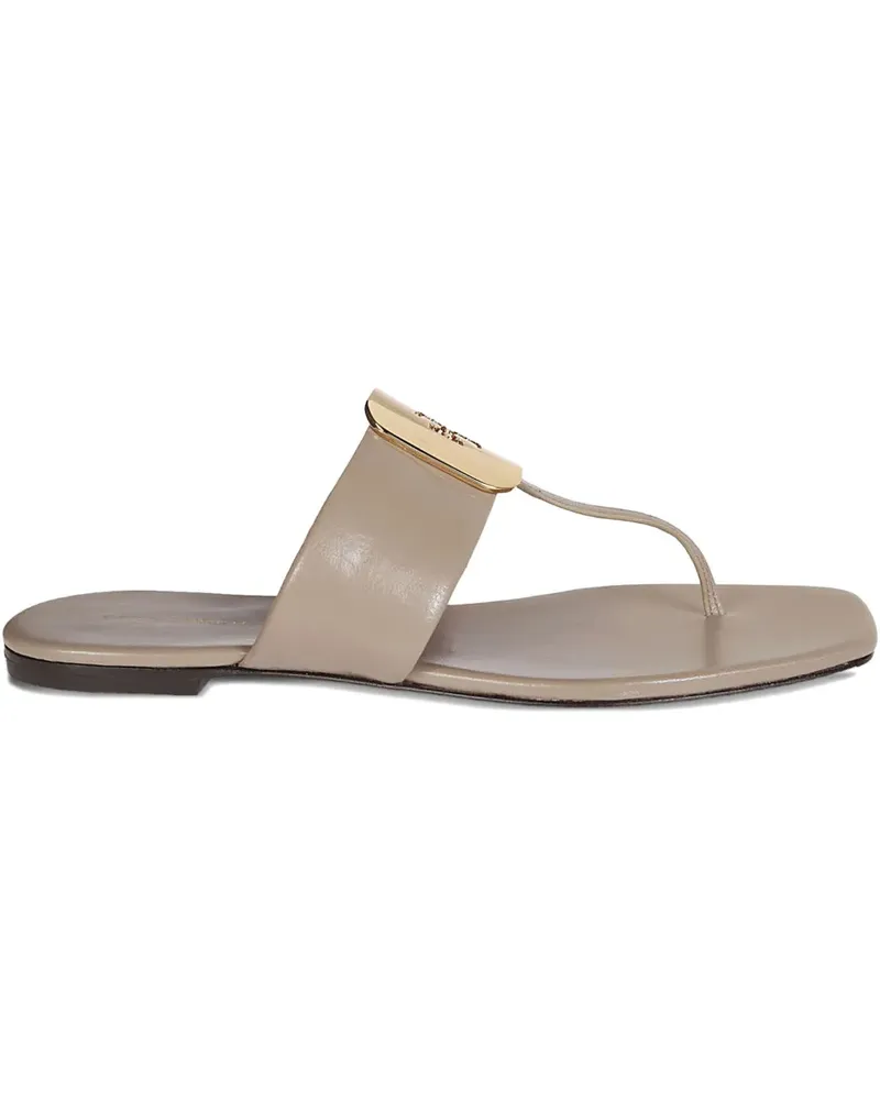 Tory Burch Flache Georgia Sandalen mit Logo-Schild - Nude Nude