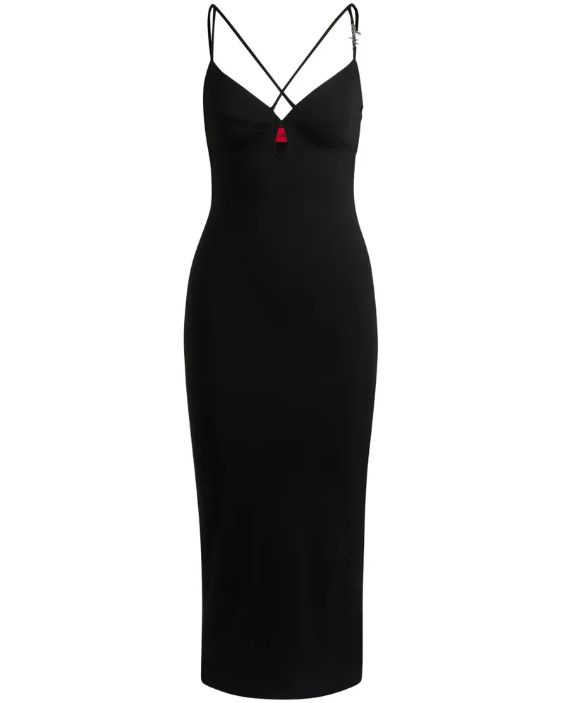 HUGO BOSS Midikleid mit Logo-Schild - Schwarz Schwarz