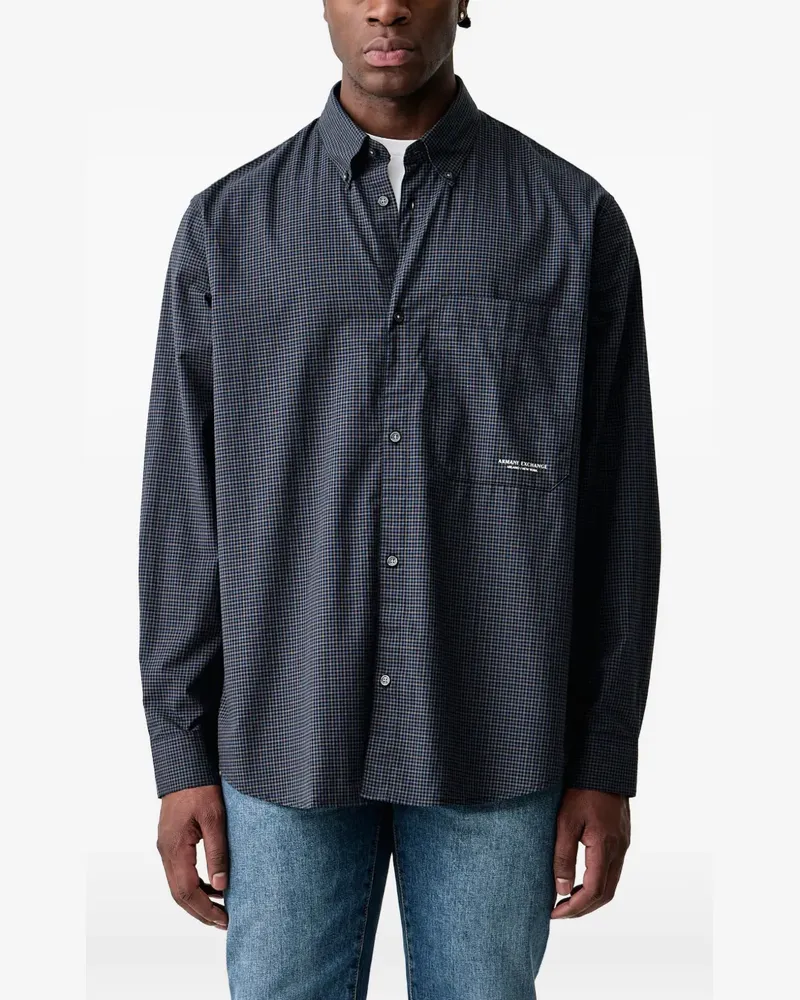 Armani Exchange gingham-check button-down shirt - Blau Blau