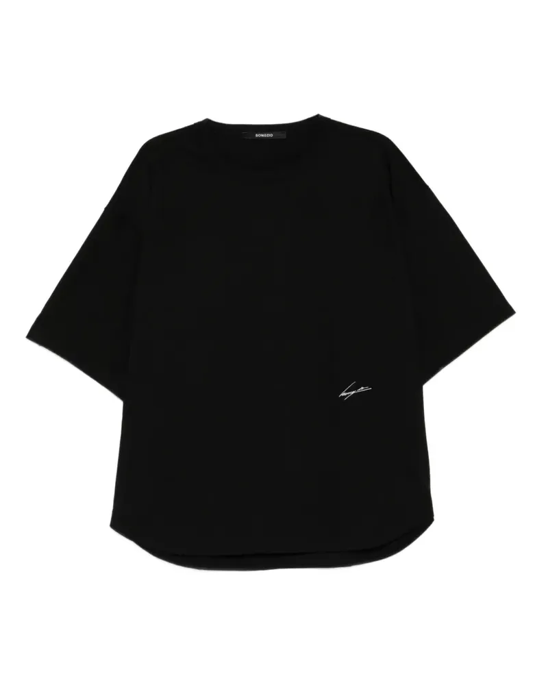 SONGZIO logo-embroidered T-shirt - Schwarz Schwarz