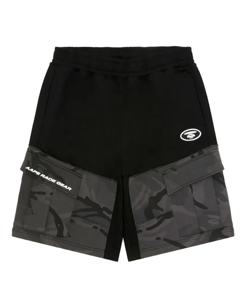 BAPE AAPEUNVS camouflage-panel logo-print shorts - Schwarz Schwarz