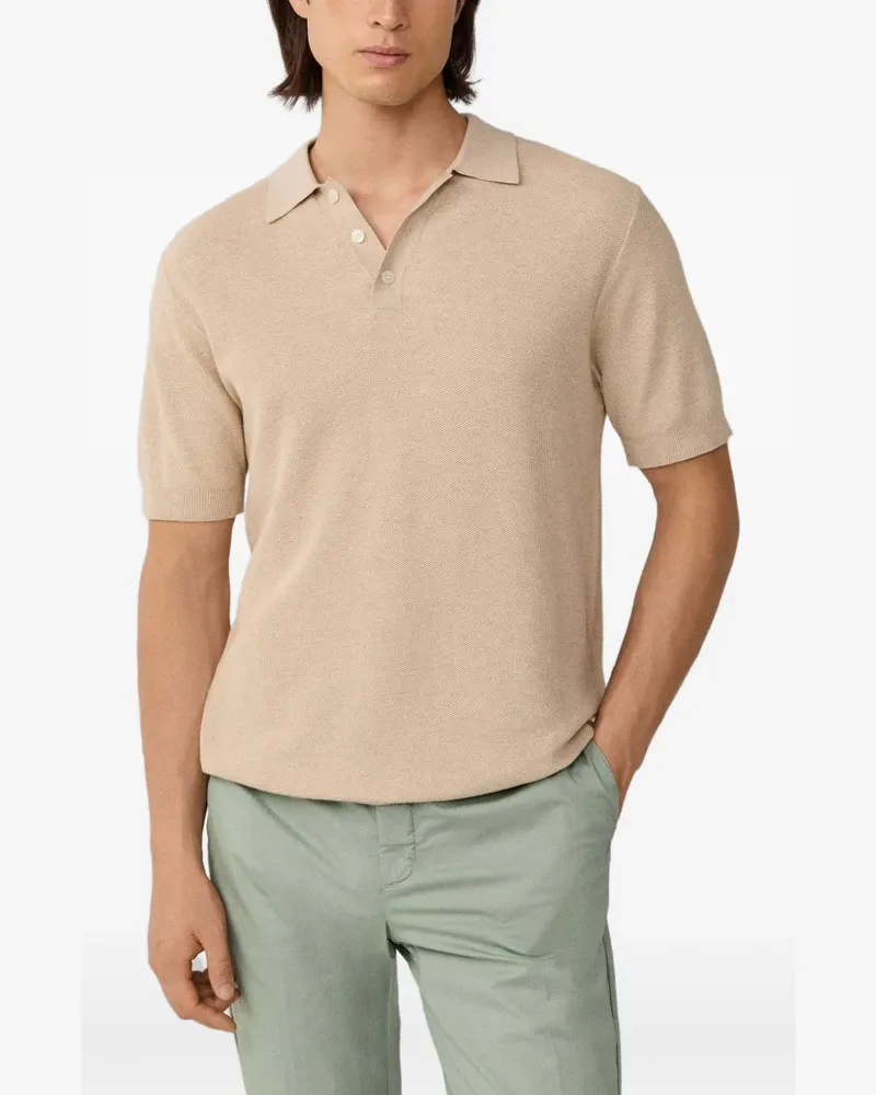 Hackett Gestricktes Poloshirt - Nude Nude