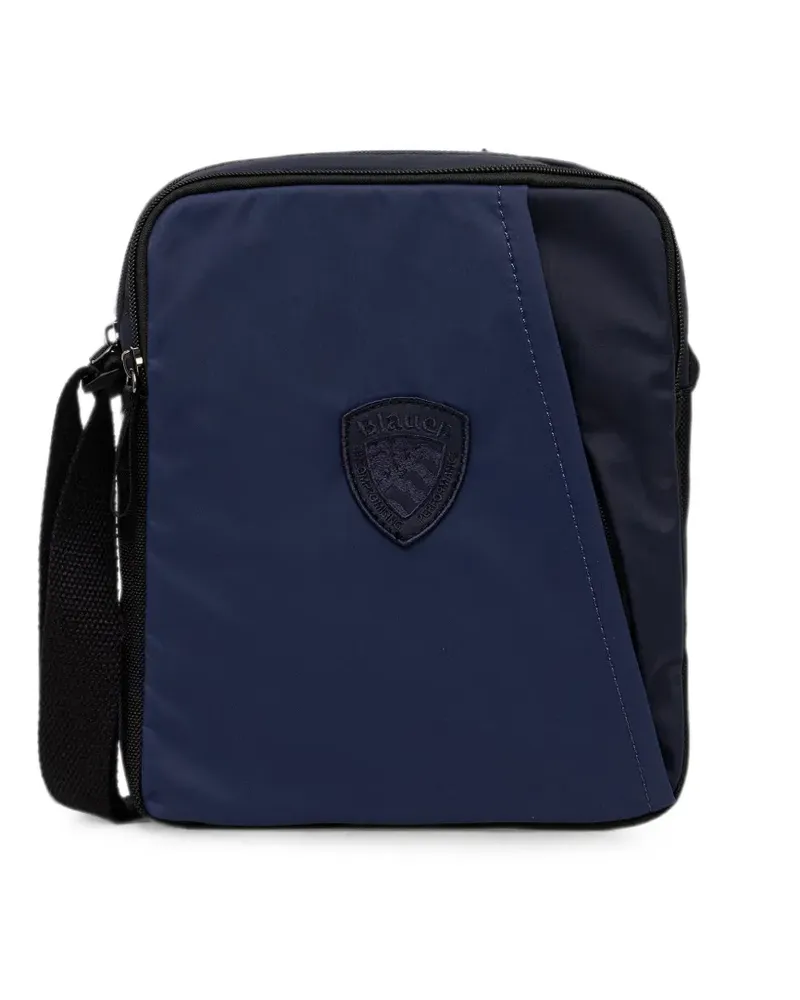 Blauer logo-patch belt bag Blau