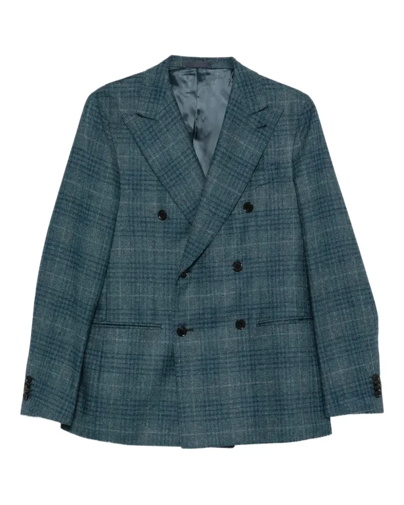 Caruso Doppelreihiges Sakko mit Karo - Blau Blau