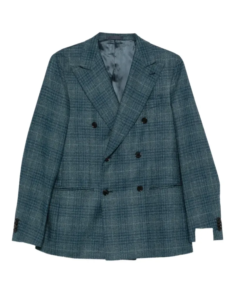 Caruso double-breasted checked blazer - Blau Blau
