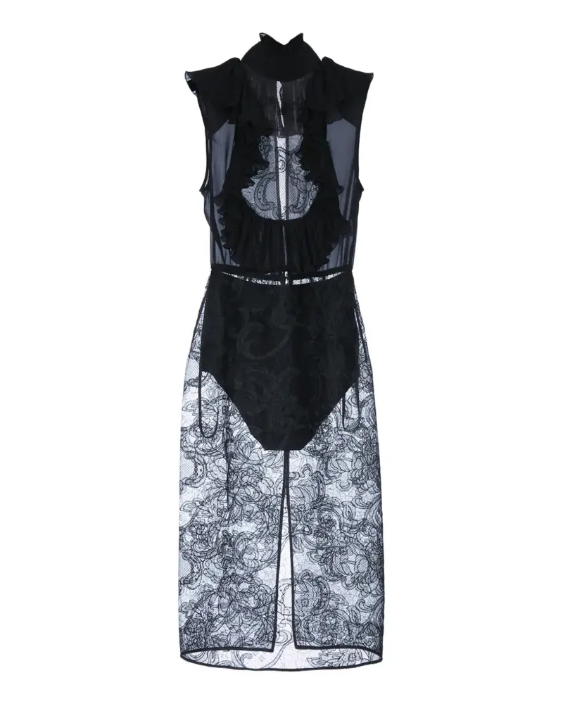 Elisabetta Franchi georgette and lace dress - Schwarz Schwarz