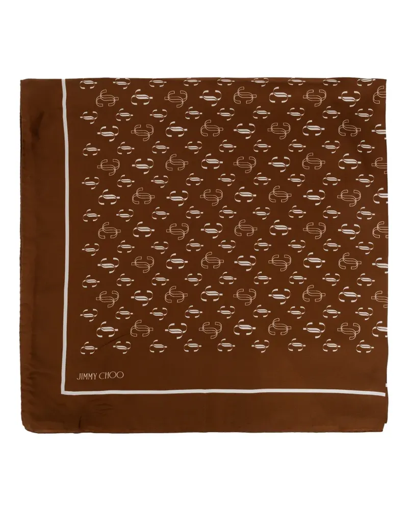 Jimmy Choo monogram-print silk scarf - Braun Braun
