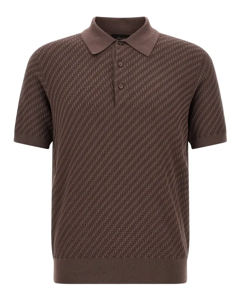 Brioni patterned-jacquard polo shirt - Braun Braun