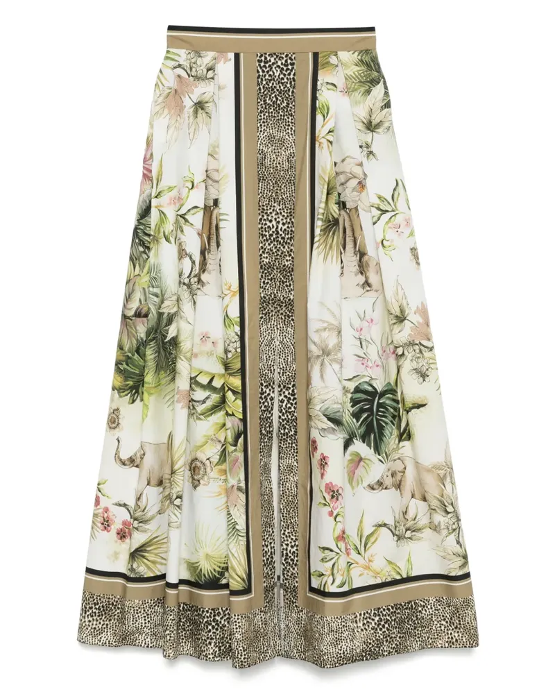 Elie Saab Langer Rock mit Savannah-Print - Nude Nude