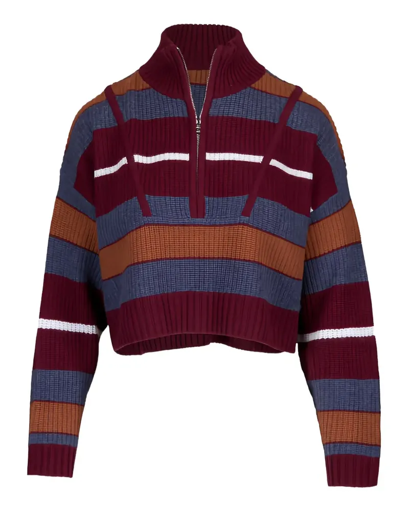 STAUD striped quarter-zip sweater - Rot Rot
