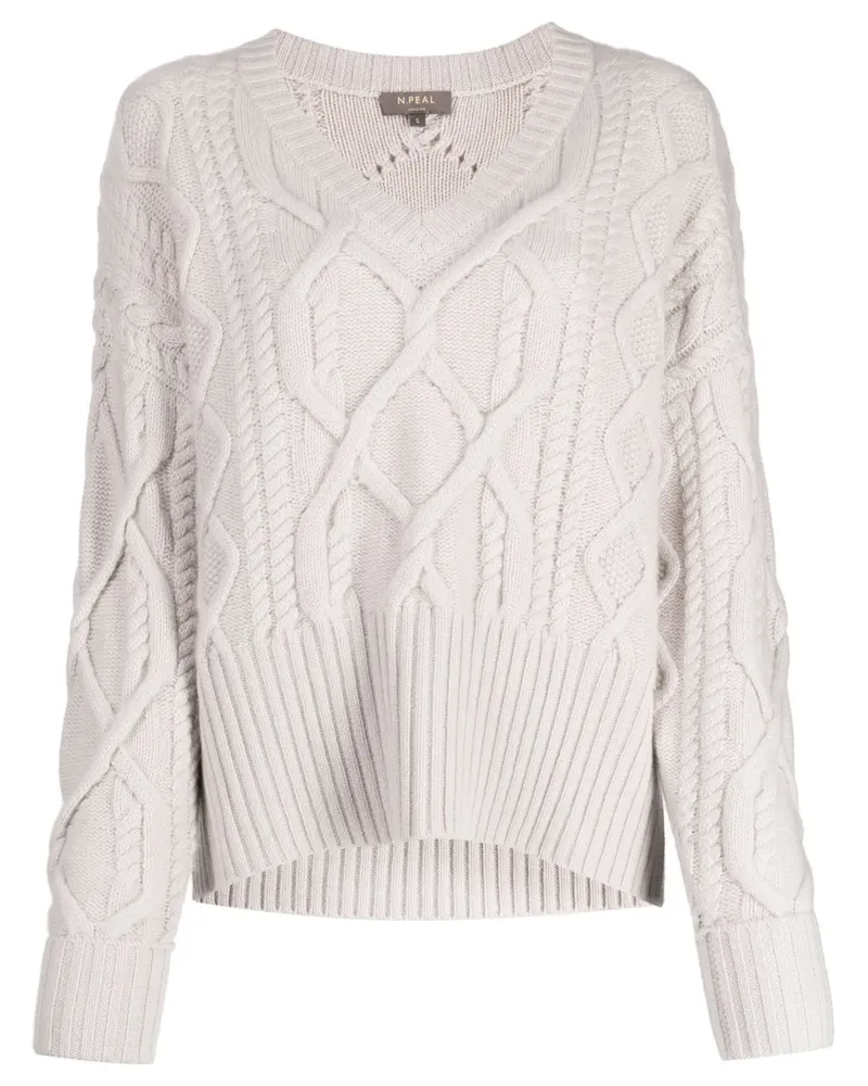 N.Peal Pullover mit Zopfmuster - Grau Grau