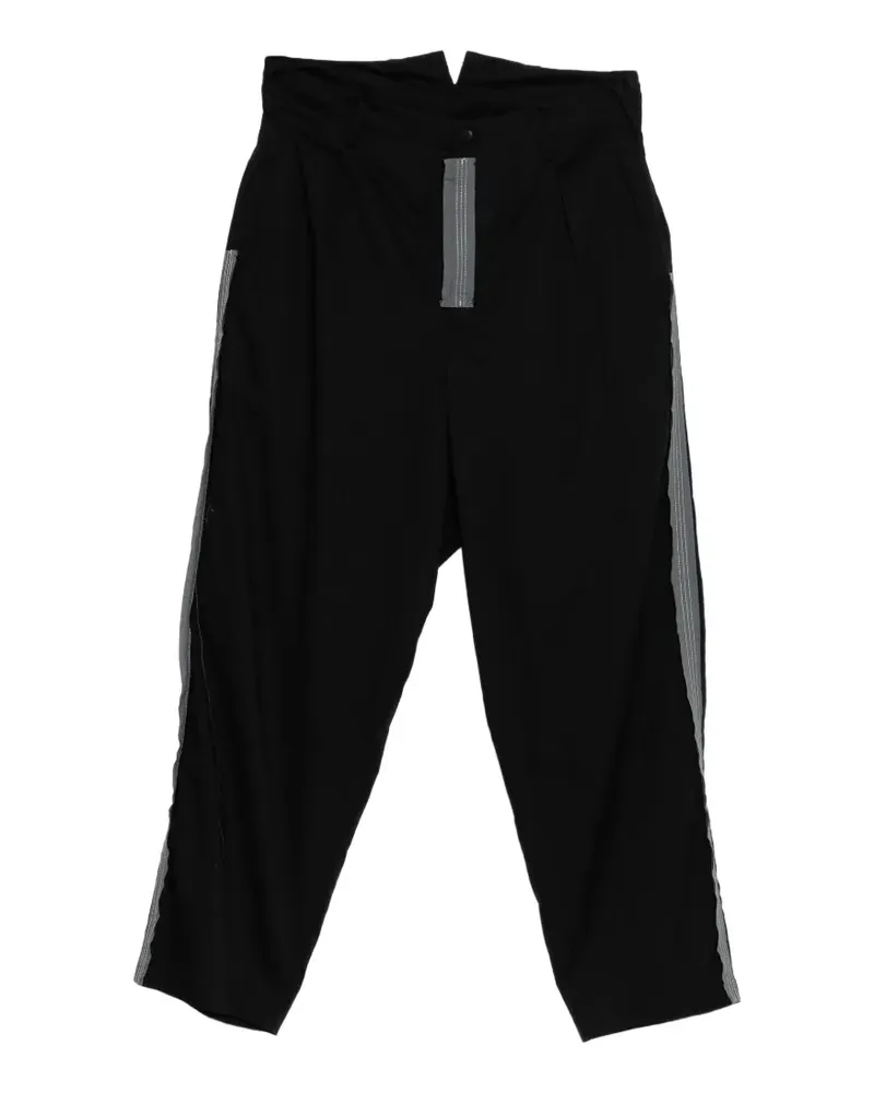 Yohji Yamamoto Bestickte Hose mit Hosenträgern - Schwarz Schwarz