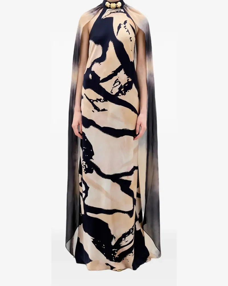 Silvia Tcherassi Sabina cape halterneck maxi dress - Nude Nude