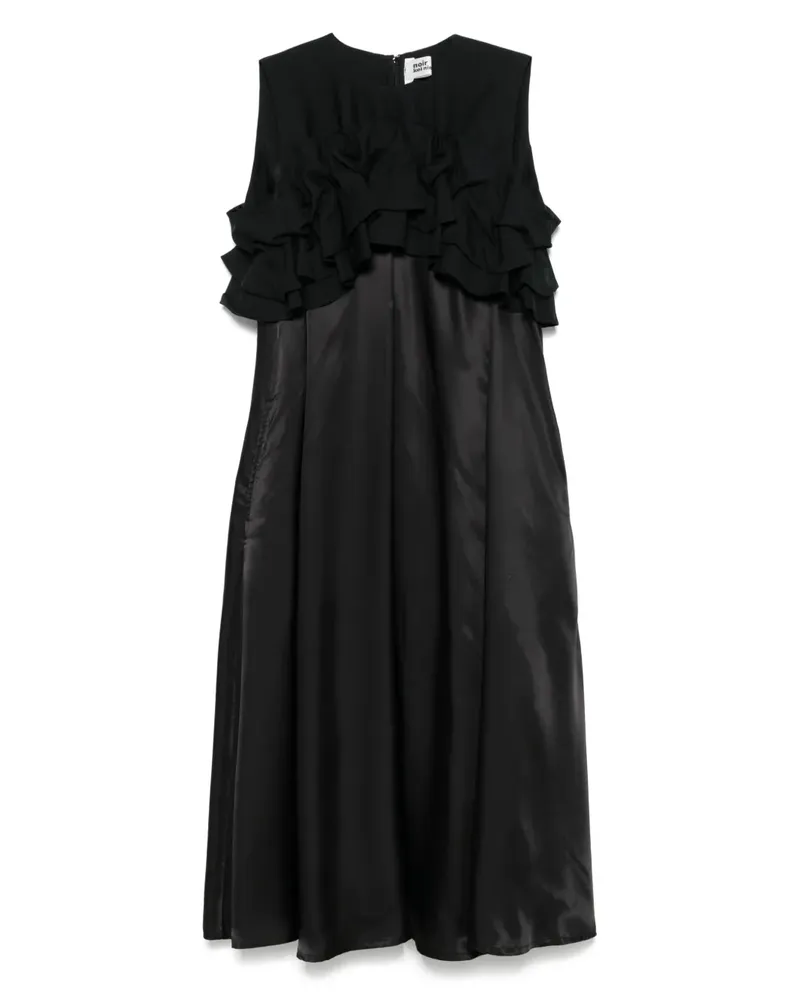 Noir Kei Ninomiya Midikleid mit Rüschendetail - Schwarz Schwarz