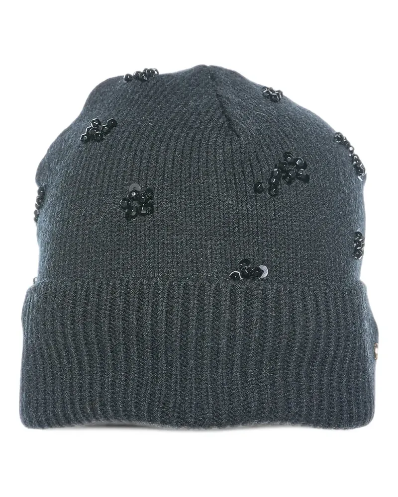 Armani Exchange sequin-embellished ribbed-knit beanie hat - Schwarz Schwarz