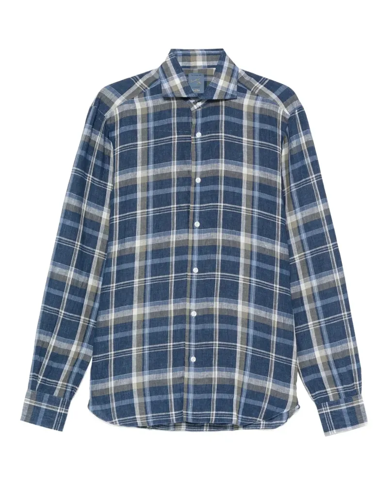 BARBA plaid long-sleeve shirt - Blau Blau