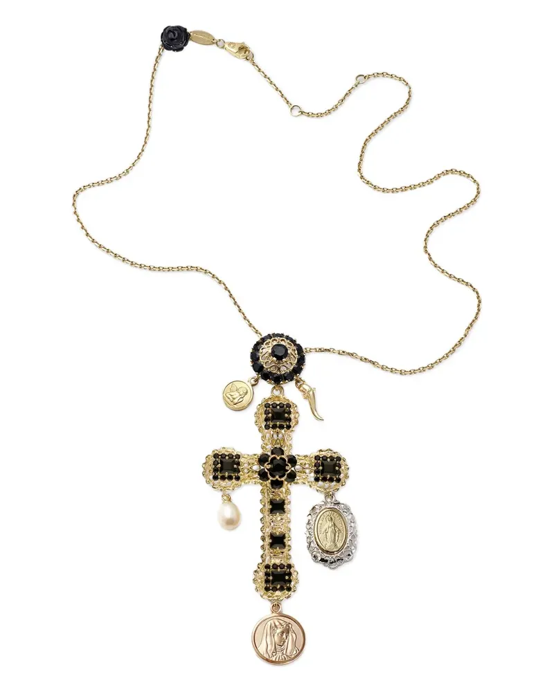 Dolce & Gabbana 18kt Sicily Gelbgoldhalskette mit Perlen und Saphir Gold