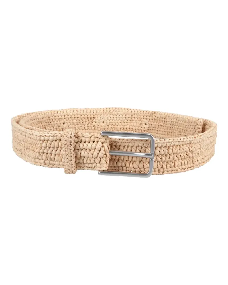 Kitsuné woven-raffia belt - Nude Nude