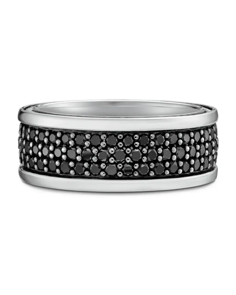 David Yurman Streamline Three Row Sterlingsilberring mit Diamant 8,5mm Silber