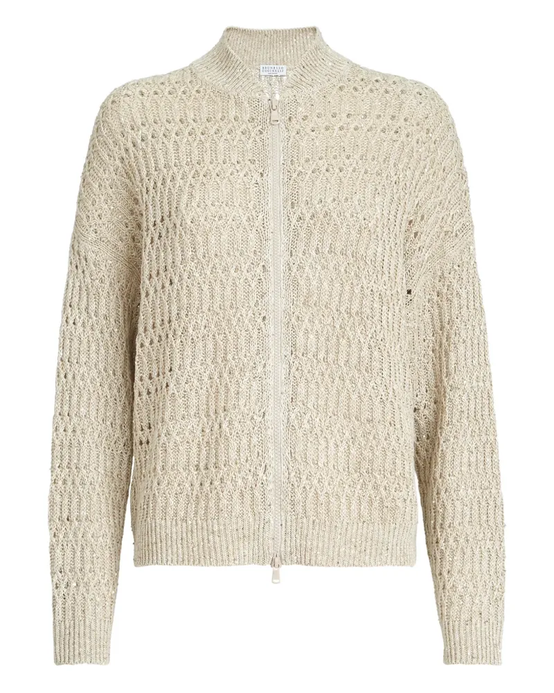Brunello Cucinelli Cardigan mit Reißverschluss - Nude Nude