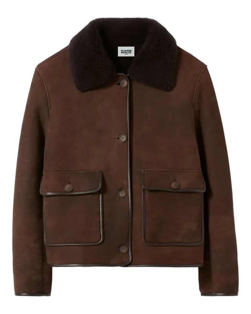 Claudie Pierlot Wildlederjacke mit Shearling-Kragen - Braun Braun