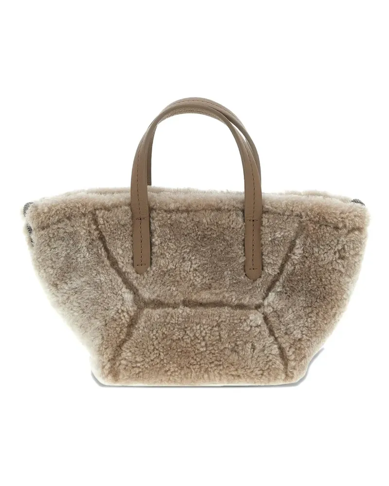 Brunello Cucinelli BC Duo Curly Shearling-Tote Bag - Grau Grau